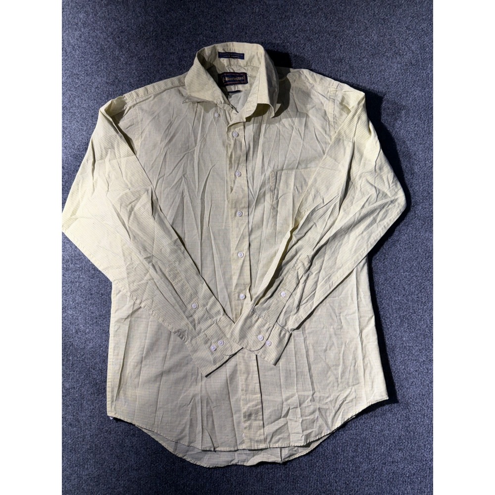 Barrington Button Down Shirt Mens 15.5 34/35 Yellow Excellent Micro Check Long